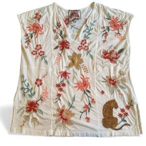 Johnny Was JWLA Paneled Knit Embroidered Top Women’s Size XS
